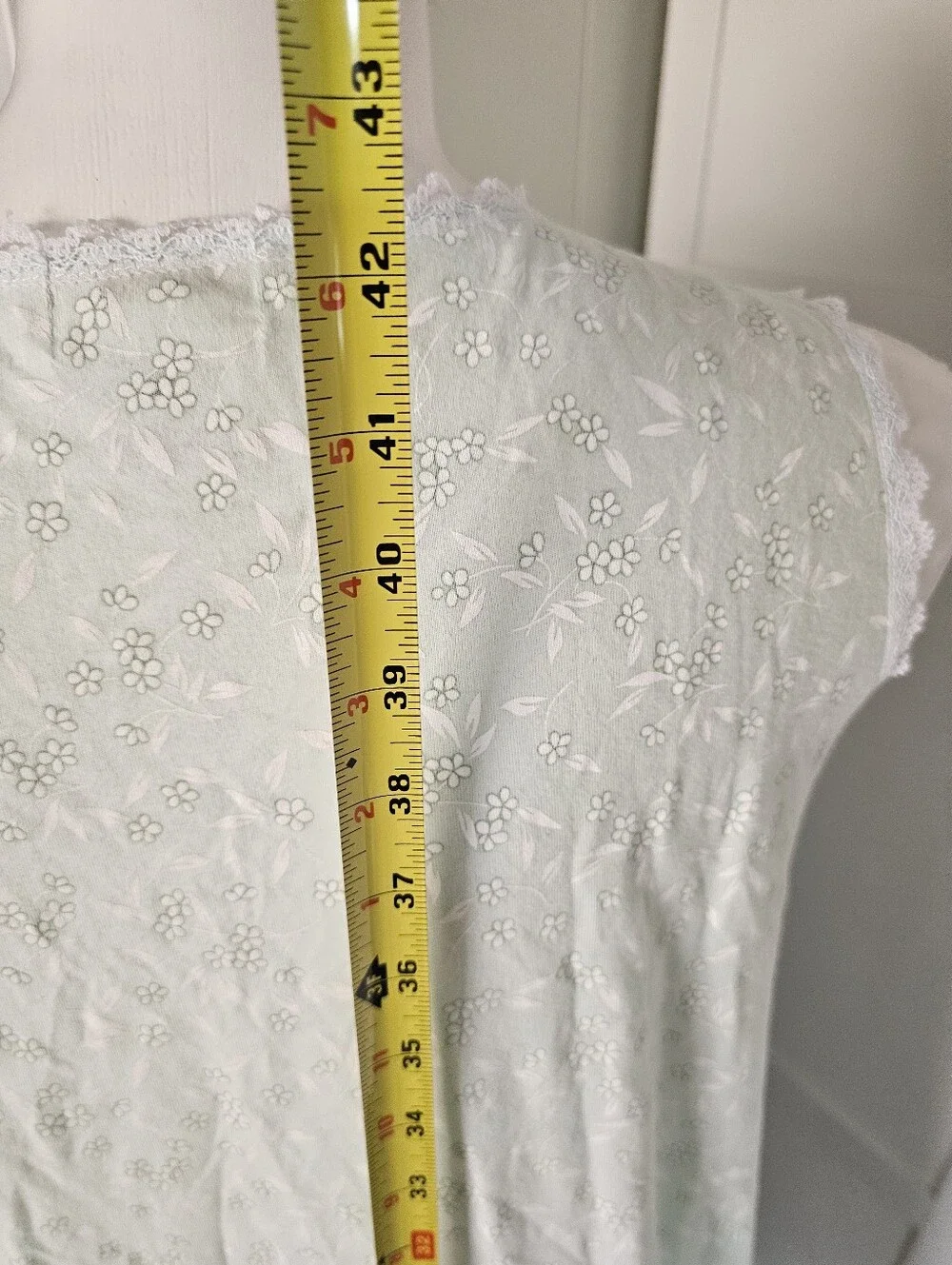 Vintage Barbizon Nightgown 2X Plus Cotton Blend Mint Green Floral Lace Ruffle